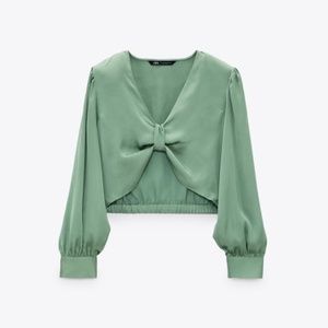 Zara Knotted Satin Effect Top